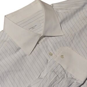 Ermenegildo Zegna White Button Down Dress Shirt Mens President Fit Made in Spain